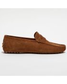 Mocassins en Velours de Cuir Martin cognac