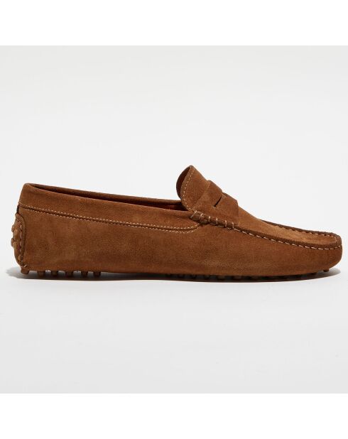 Mocassins en Velours de Cuir Martin cognac