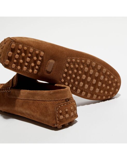 Mocassins en Velours de Cuir Martin cognac