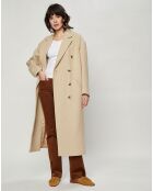 Manteau caban ample en Laine & Coton Joan beige clair