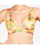 Haut de maillot de bain Nerolie imprimé jaune curry/multicolore