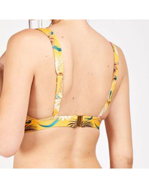 Haut de maillot de bain Nerolie imprimé jaune curry/multicolore