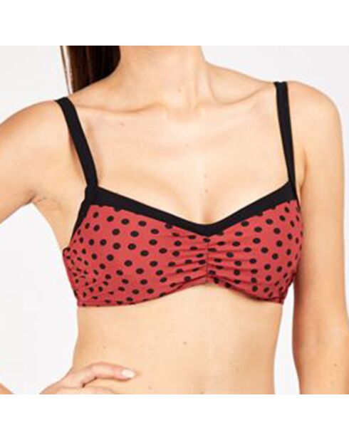 Haut de maillot de bain Push-Up Tristan à pois rose/noir