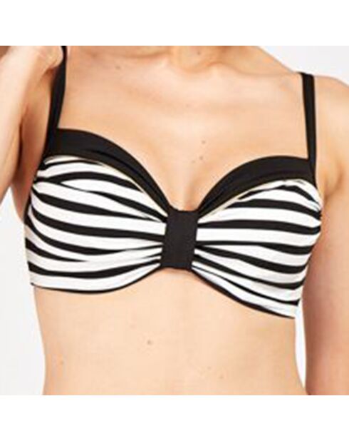 Haut de maillot de bain Verdina à rayures noir/blanc