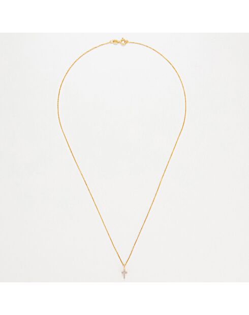 Pendentif Mini Croix diamants 0.02 ct or jaune