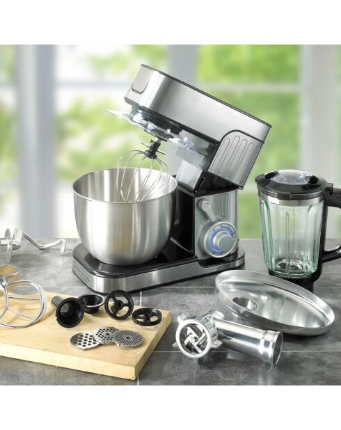 Robot pétrin avec bras inclinable à 30° multicolore - 5.5 L