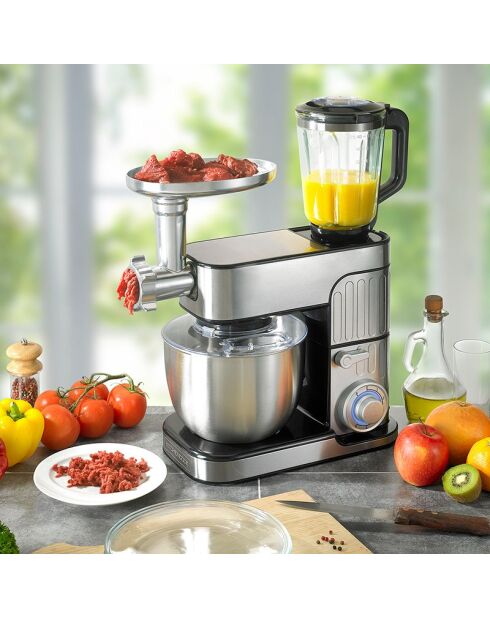 Robot pétrin avec bras inclinable à 30° multicolore - 5.5 L