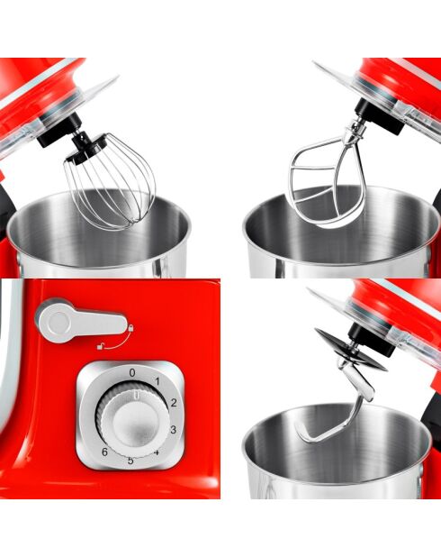 Robot pétrin avec bras amovible à 35° rouge - 5 L