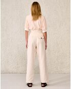 Pantalon droit en Coton & Lin Loren beige clair