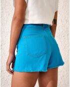 Short en Jean Party bords francs bleu turquoise