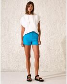 Short en Jean Party bords francs bleu turquoise