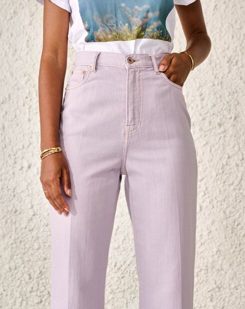 Jean flare 70's en Toile de coton Plume parme