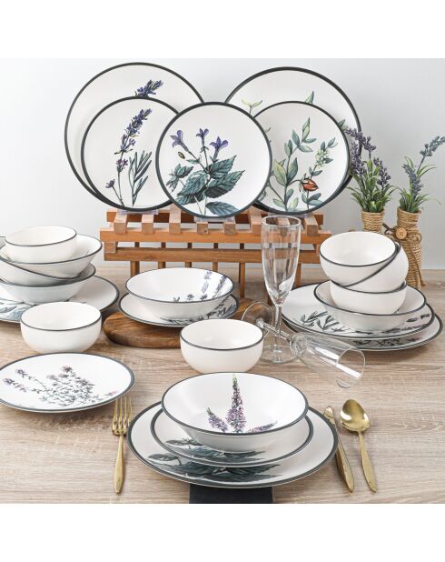 Servizio da tavola in gres multicolore - 24 pezzi