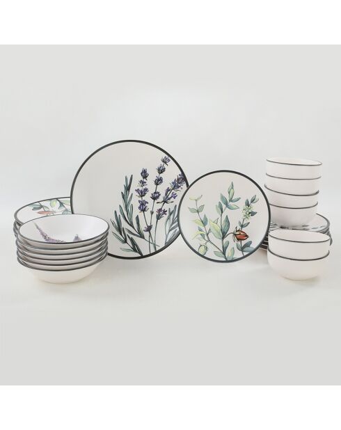 Servizio da tavola in gres multicolore - 24 pezzi