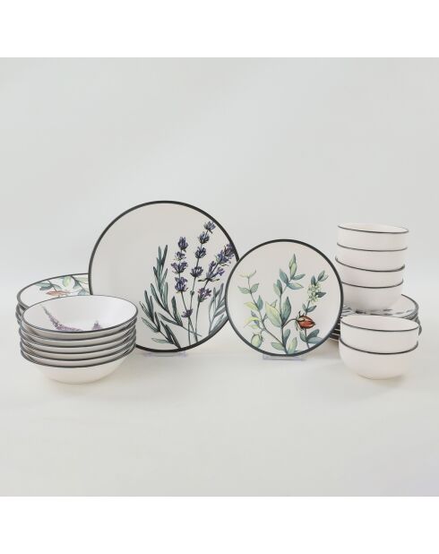 Servizio da tavola in gres multicolore - 24 pezzi