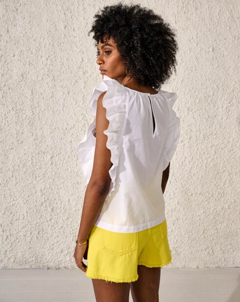 Leichtes Baumwolltop Agathe mit weißen Rüschen