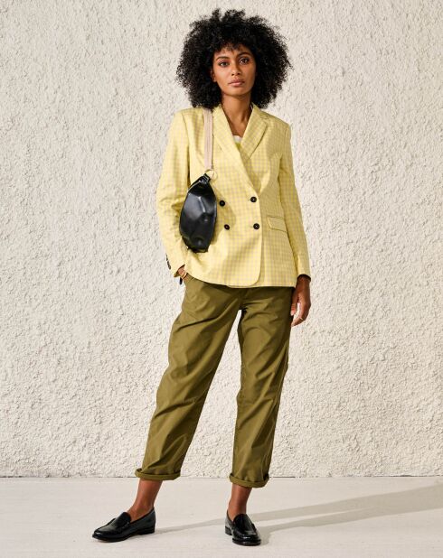 Veste Blazer en Coton Vivien motif vichy jaune