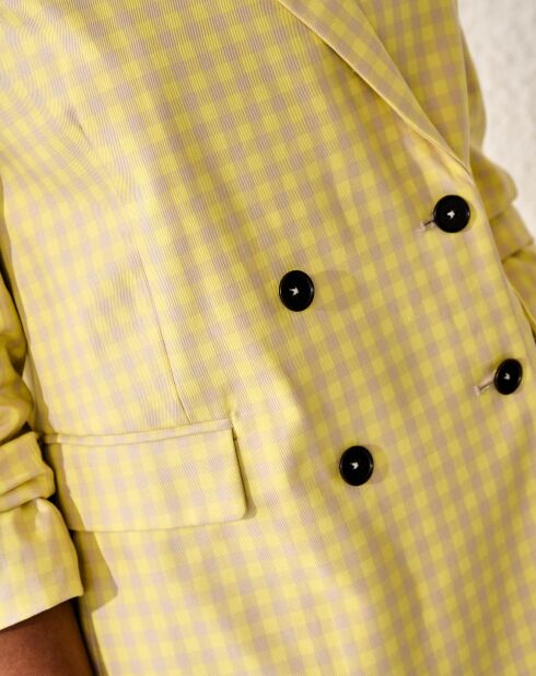 Veste Blazer en Coton Vivien motif vichy jaune