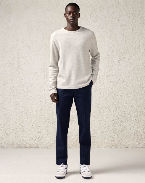 Pantalon large en Coton italien Soren rayé bleu/marine
