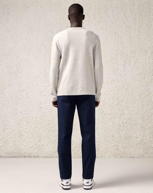 Pantalon large en Coton italien Soren rayé bleu/marine