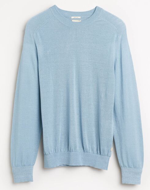 Pull en Lin & Laine vierge Nepro col rond bleu clair