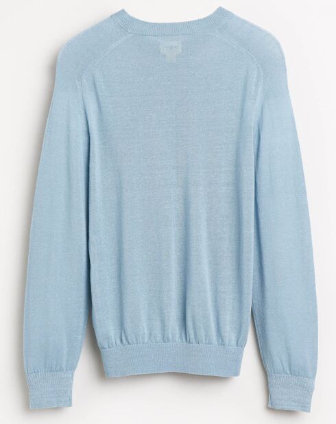 Pull en Lin & Laine vierge Nepro col rond bleu clair