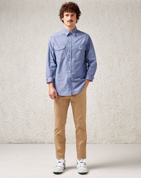 Pantalon slim en Toile de Coton Stanley camel clair