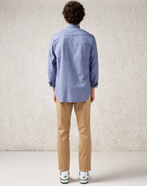 Pantalon slim en Toile de Coton Stanley camel clair