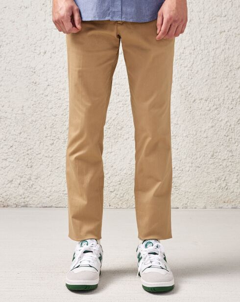 Pantalon slim en Toile de Coton Stanley camel clair