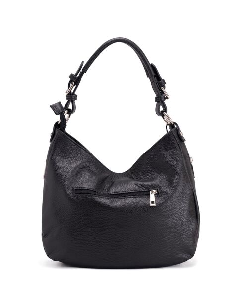 Bandolera Fiorella de piel negra - 30x27x9 cm