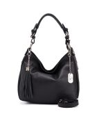 Sac porté épaule en Cuir Fiorella noir  - 30x27x9 cm
