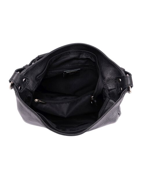 Bandolera Fiorella de piel negra - 30x27x9 cm