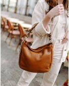 Fiorella cognac leren schoudertas - 30x27x9 cm