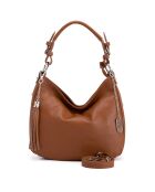 Fiorella cognac leren schoudertas - 30x27x9 cm