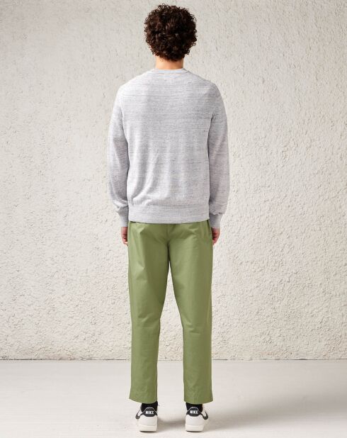 Pull en Lin & Laine vierge Nepro col rond chiné gris clair