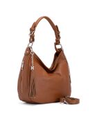 Fiorella cognac leren schoudertas - 30x27x9 cm