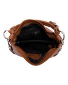 Fiorella cognac leren schoudertas - 30x27x9 cm