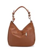 Fiorella cognac leren schoudertas - 30x27x9 cm