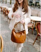 Fiorella cognac leren schoudertas - 30x27x9 cm