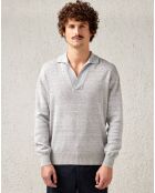 Pull façon polo en Coton, Lin & Laine Neppem gris clair