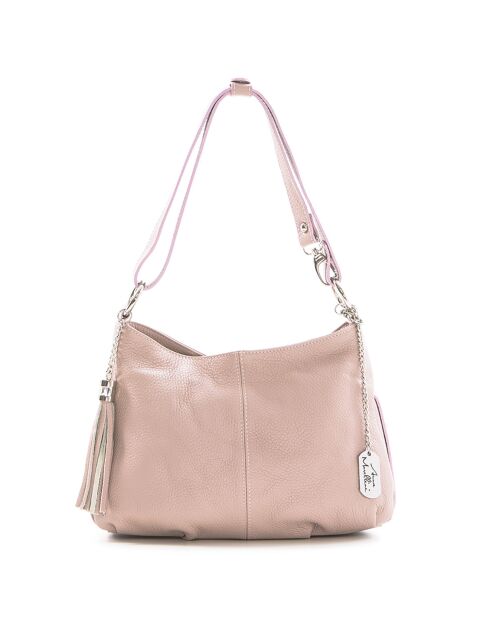 Antieke roze Mia leren schoudertas - 30x20x8 cm