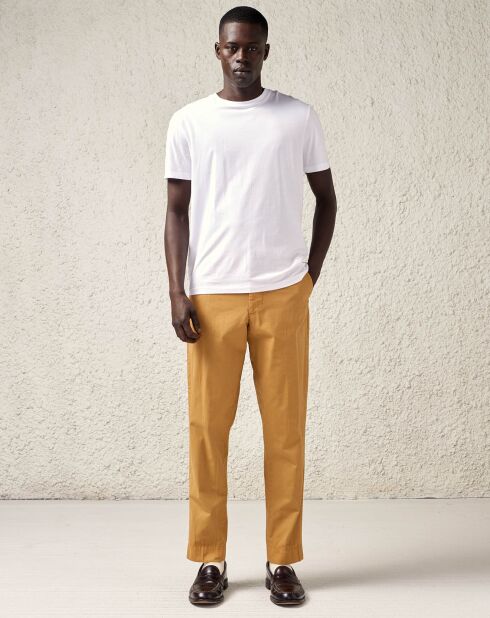 Pantalon chino en Coton Sherman coupe fuselée camel