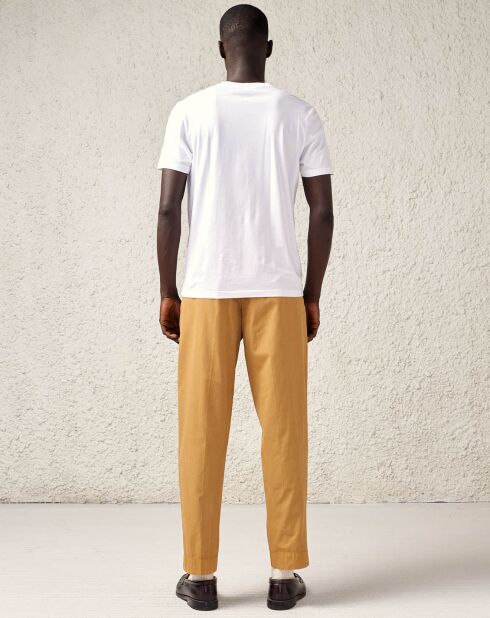 Pantalon chino en Coton Sherman coupe fuselée camel