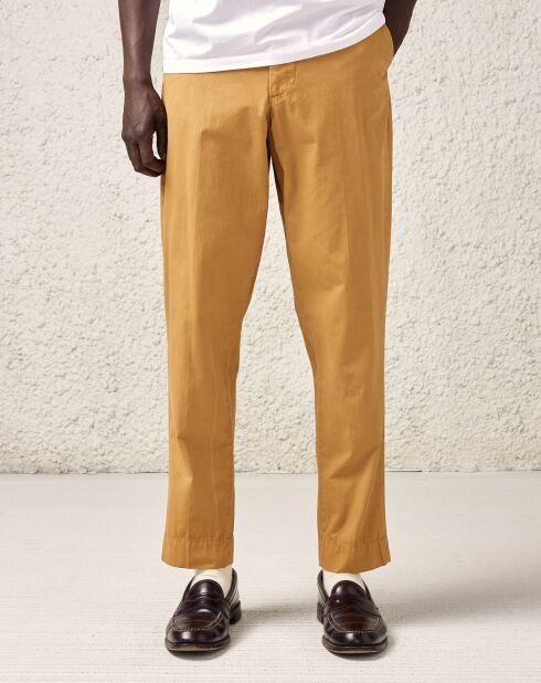 Pantalon chino en Coton Sherman coupe fuselée camel