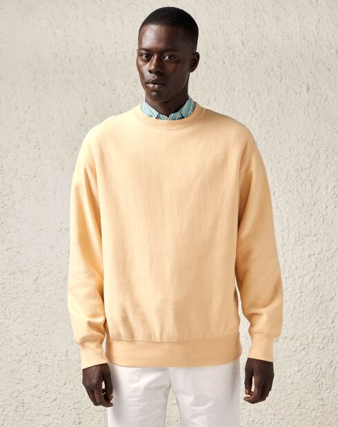 Sweat 100% Coton organique Flake orange pâle