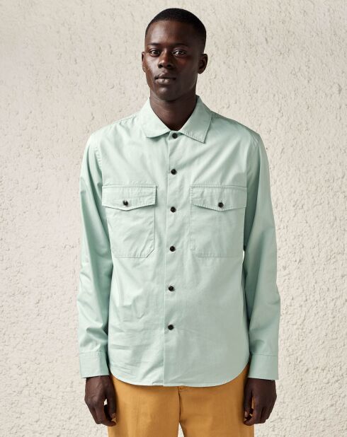 Aquablauw Francis casual overhemd van katoenen twill