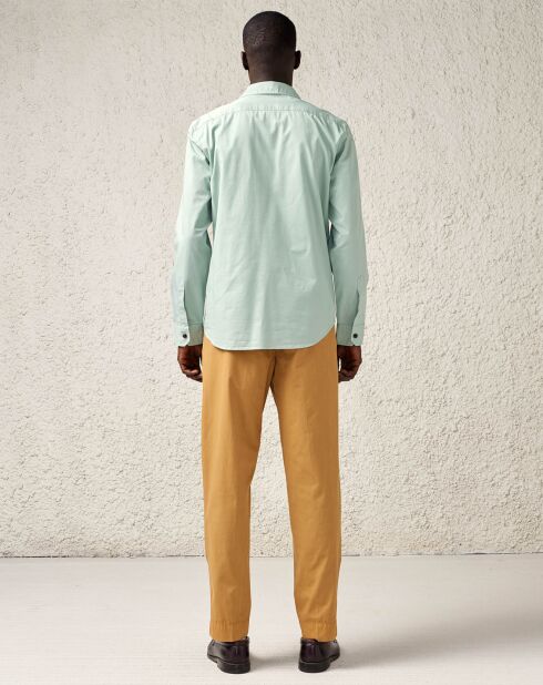 Aquablauw Francis casual overhemd van katoenen twill