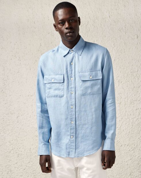 Chemise casual 100% Lin Forest bleu clair
