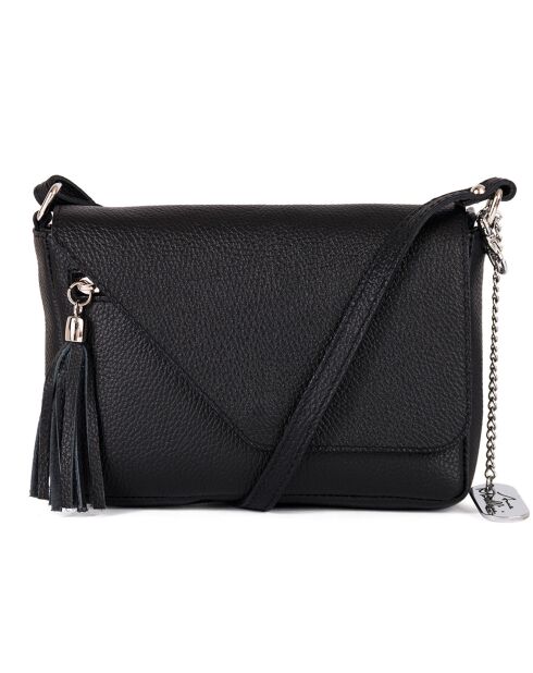 Schultertasche Lola aus schwarzem Leder - 24x18x6 cm