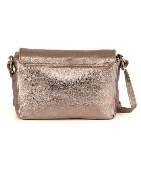Schultertasche Lola aus bronzefarbenem Leder - 24x18x6 cm